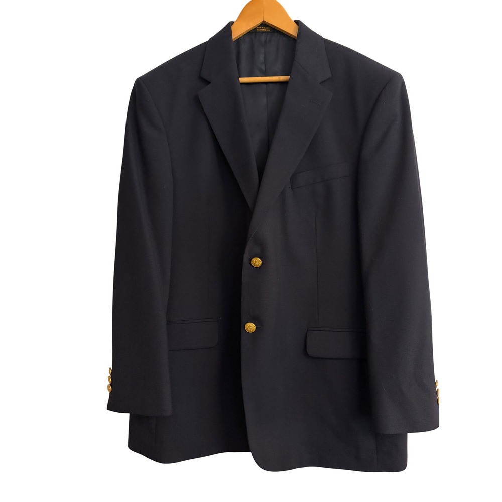 Stafford Blazer 44R Navy Blue, Worsted Wool, Gold‎ Buttons, Classic, Sport Coat